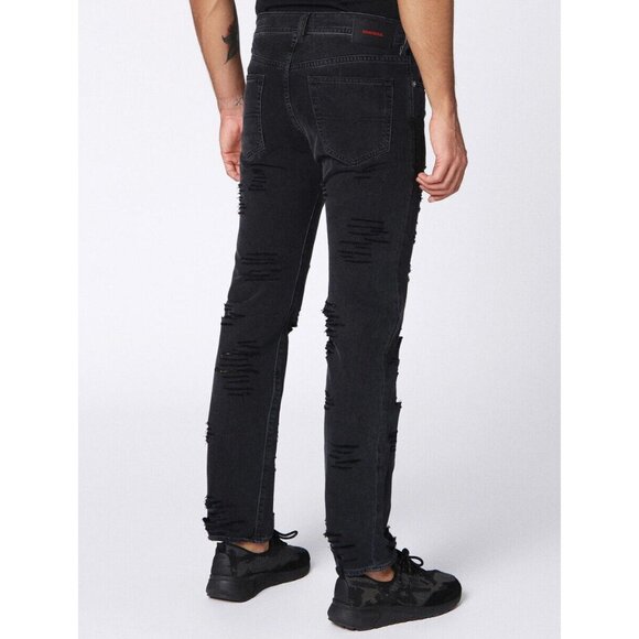 $228 Diesel Men's Buster Regular Slim Tapered Destroy Jeans 084PQ Black Size 34 - Picture 12 of 12